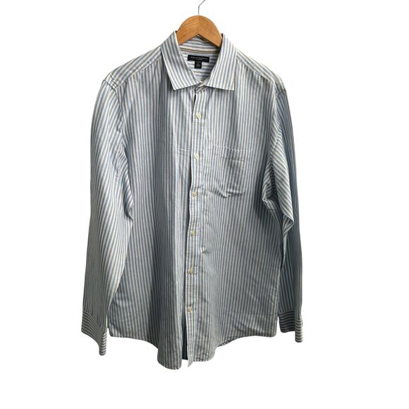 Banana Republic Linen & Cotton Mens Blue / Neutral 17-17 1/2 Casual Shirt XL - Picture 1 of 9